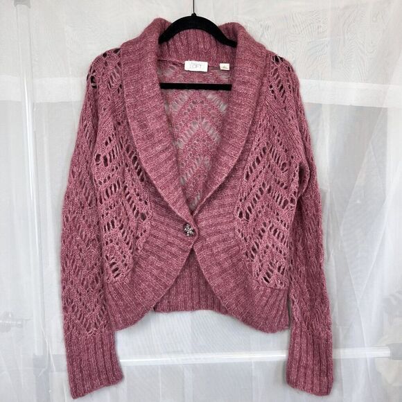 Ann Taylor loft wool mohair open knit fairy cardigan Large cottagecore whimsygot - Picture 1 of 9